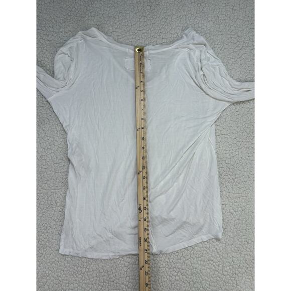 We the Free People Size M White V-Neck Long Sleeve Shirt Top Basic Casual Tee - Picture 8 of 8
